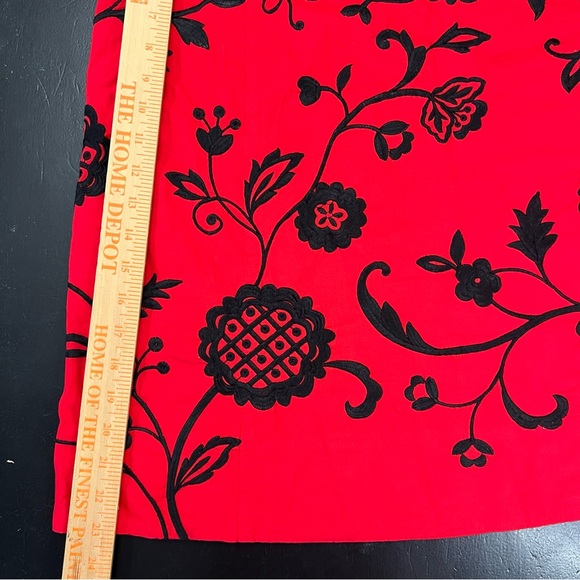 Vintage Scott Taylor Y2K Red Black A Line Floral Embroidered Skirt Sz 10 P As Is - Picture 4 of 11